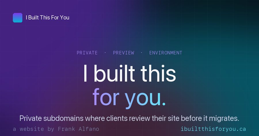 I Built This For You